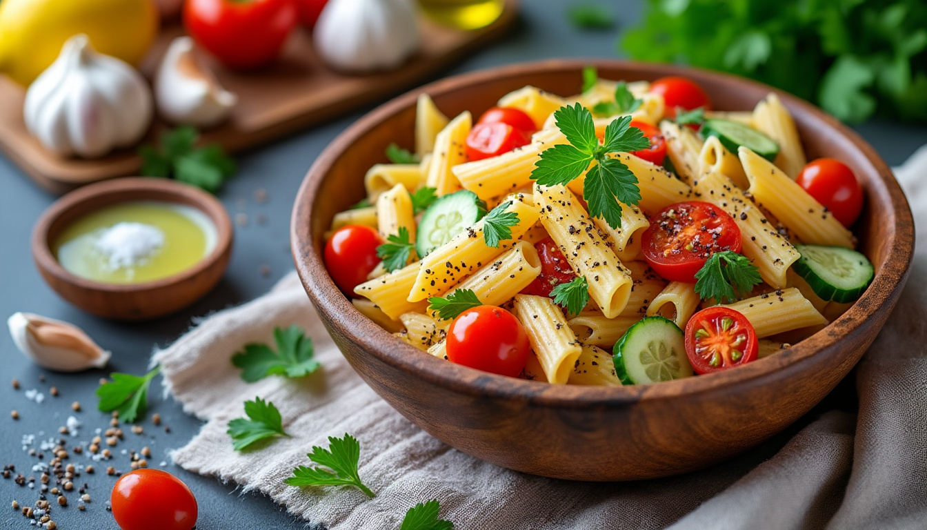 découvrez notre délicieuse recette de salade de pâtes halal, parfaite pour un repas léger ou un pique-nique. facile à préparer, elle combine des ingrédients frais et savoureux pour un plat coloré et nourrissant. suivez notre guide étape par étape pour épater vos invités avec cette spécialité conviviale.