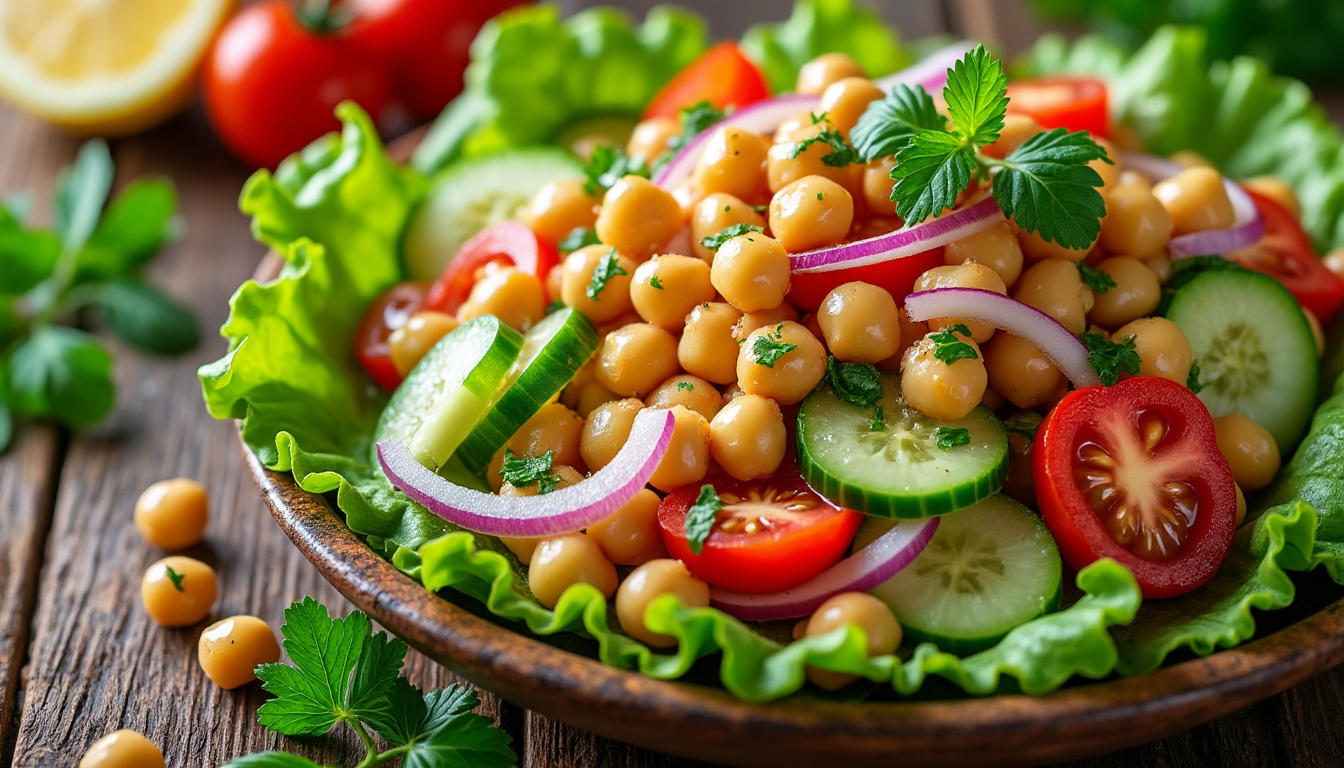 découvrez notre délicieuse recette de salade de pois chiches halal, parfaite pour un repas sain et savoureux. facile à préparer, cette salade combine des ingrédients frais et aromatiques pour une expérience culinaire unique. idéale pour les repas en famille ou entre amis, elle ravira vos convives tout en respectant vos choix alimentaires.