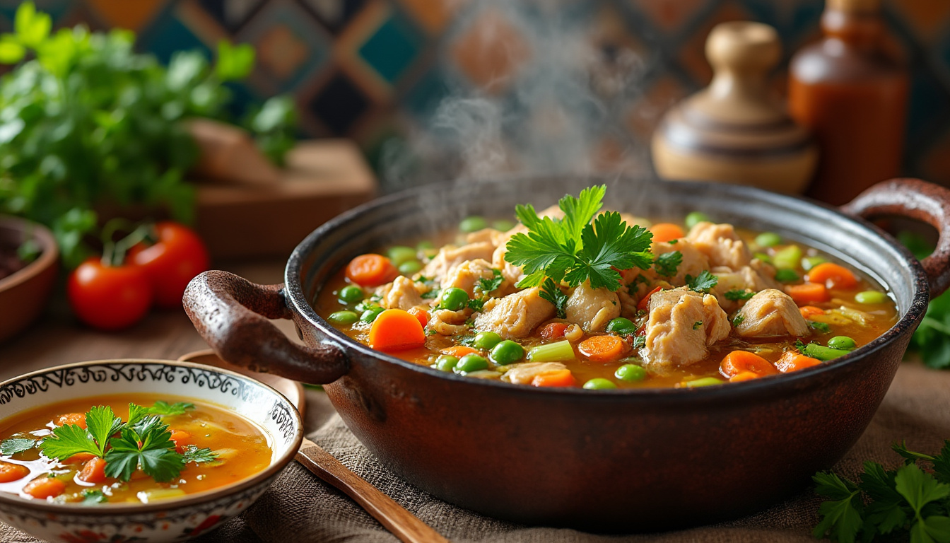 découvrez notre délicieuse recette de soupe de poulet halal, un plat réconfortant et savoureux, parfait pour réchauffer vos soirées. facile à préparer, avec des ingrédients frais et des épices délicates, cette soupe ravira vos papilles et celles de vos proches. idéale pour un repas familial ou un dîner entre amis.