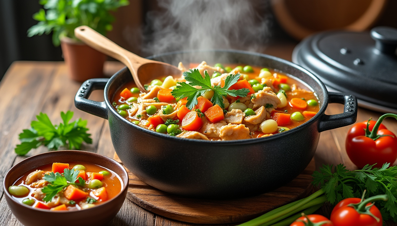 découvrez notre délicieuse recette de soupe de poulet halal, parfaite pour réchauffer votre âme. facile à réaliser, cette soupe réconfortante allie tendres morceaux de poulet et légumes savoureux, le tout dans un bouillon parfumé. idéale pour un repas familial ou un dîner entre amis, cette recette vous apportera chaleur et bien-être.
