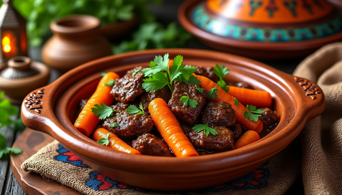 découvrez notre délicieuse recette de tajine de bœuf halal aux carottes. préparez un plat savoureux et réconfortant, alliant la tendreté du bœuf et la douceur des carottes, parfumé d'épices traditionnelles. idéal pour régaler vos convives lors de vos repas en famille ou entre amis.