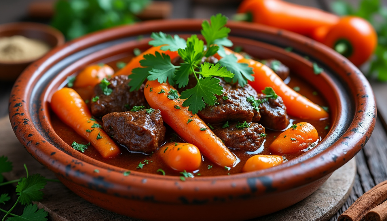 découvrez une délicieuse recette de tajine de bœuf halal aux carottes, alliant tendreté de la viande et saveurs épicées. idéal pour un repas convivial en famille, ce plat traditionnel marocain vous transporte au cœur de la cuisine orientale. suivez nos étapes simples pour réaliser ce mets savoureux qui ravira les papilles de tous les gourmands.