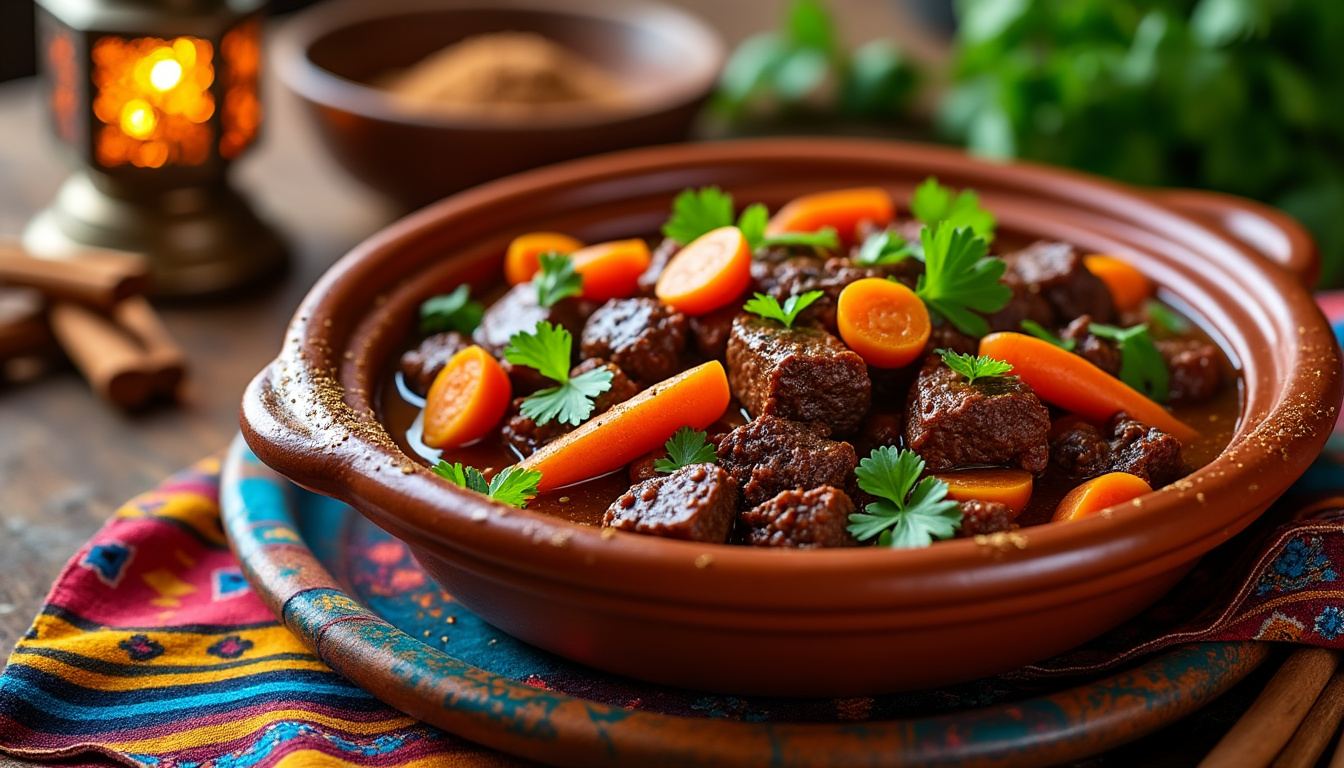 découvrez notre délicieuse recette de tajine de bœuf halal aux carottes, un plat savoureux et réconfortant, parfait pour vos repas en famille. suivez nos conseils pour un tajine tendre et épicé, garni de légumes croquants et d'arômes envoûtants.