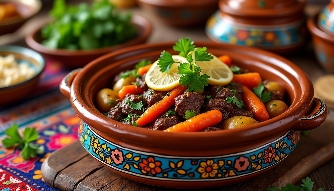 découvrez notre délicieuse recette de tajine de bœuf halal aux légumes d’hiver. savourez un plat réconfortant et plein de saveurs, alliant tendreté de la viande et fraîcheur des légumes de saison, parfait pour réchauffer vos soirées.