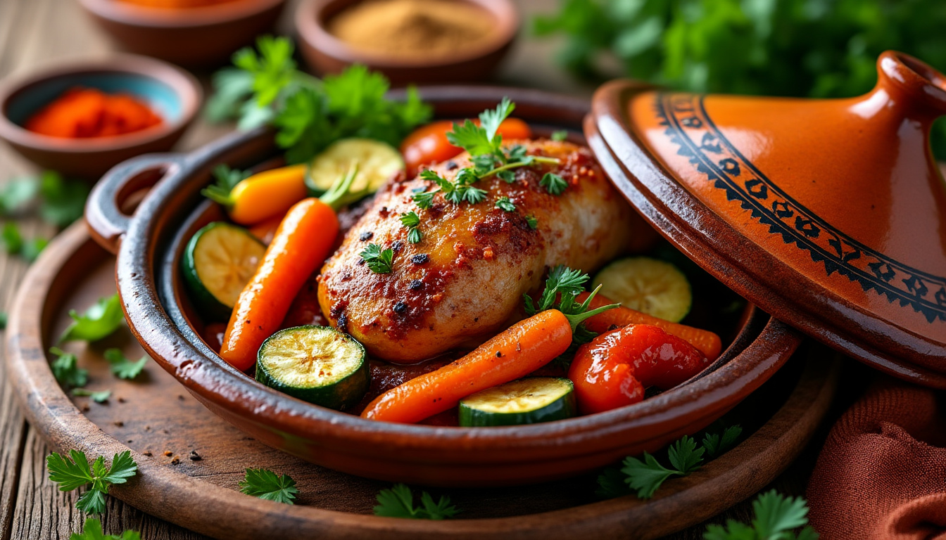 découvrez notre délicieuse recette de tajine de dinde aux légumes caramélisés halal, une explosion de saveurs sucrées et salées. avec des ingrédients frais et des épices parfumées, cette recette allie tradition et originalité pour un repas convivial et savoureux. parfaite pour régaler vos invités ou pour un dîner en famille.