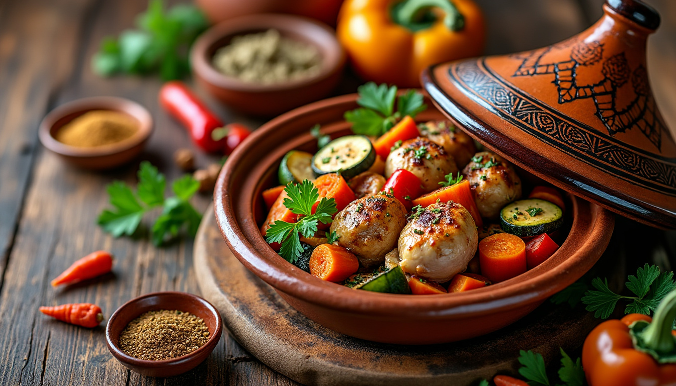 découvrez notre délicieuse recette de tajine de dinde aux légumes caramélisés, un plat savoureux et halal qui ravira vos papilles. avec des ingrédients frais et une cuisson lente, ce tajine est parfait pour un repas convivial en famille ou entre amis.