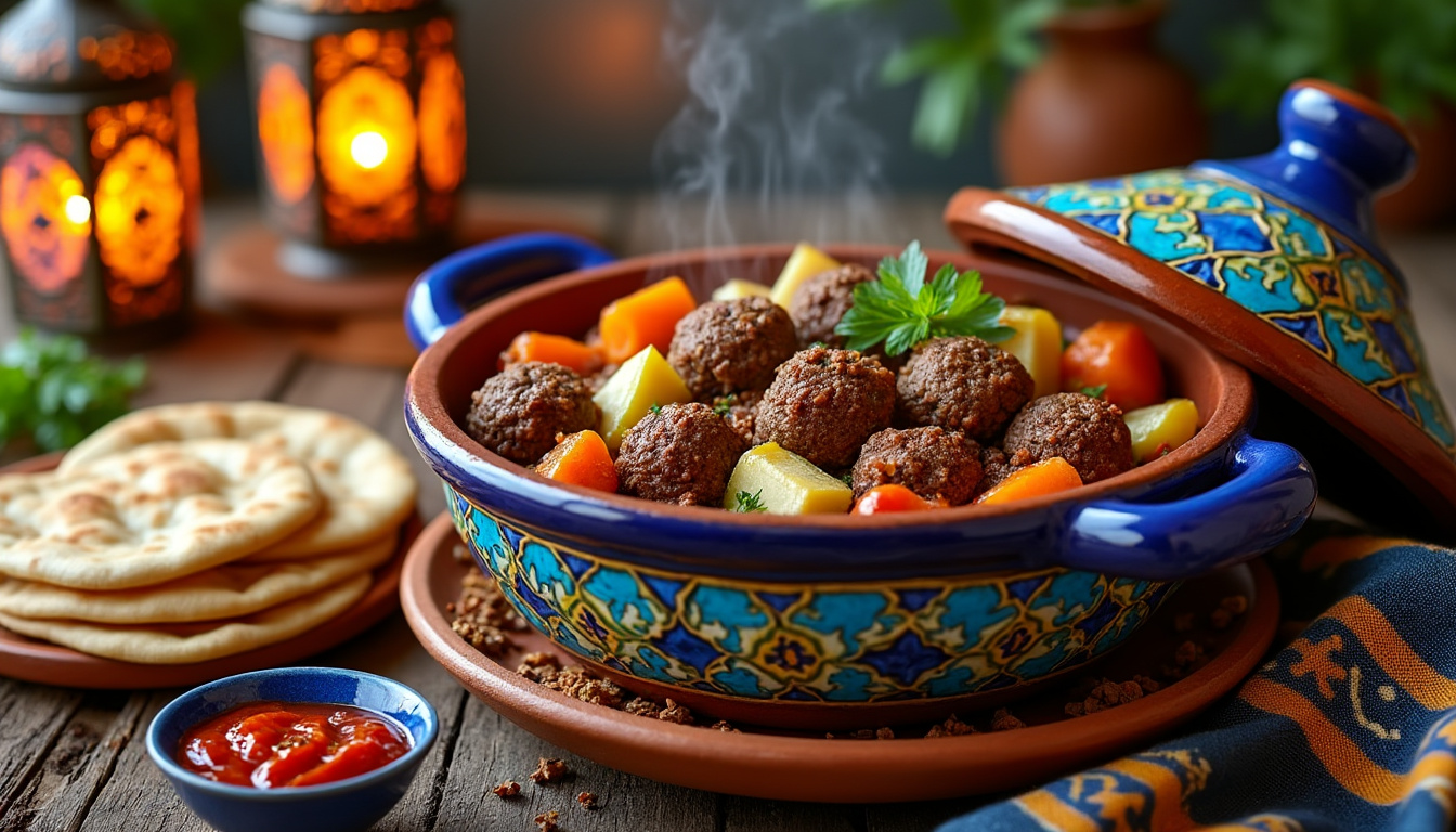 découvrez notre délicieuse recette de tajine de kefta aux légumes d'hiver halal, un plat réconfortant qui allie saveurs authentiques et ingrédients frais pour une expérience culinaire inoubliable.