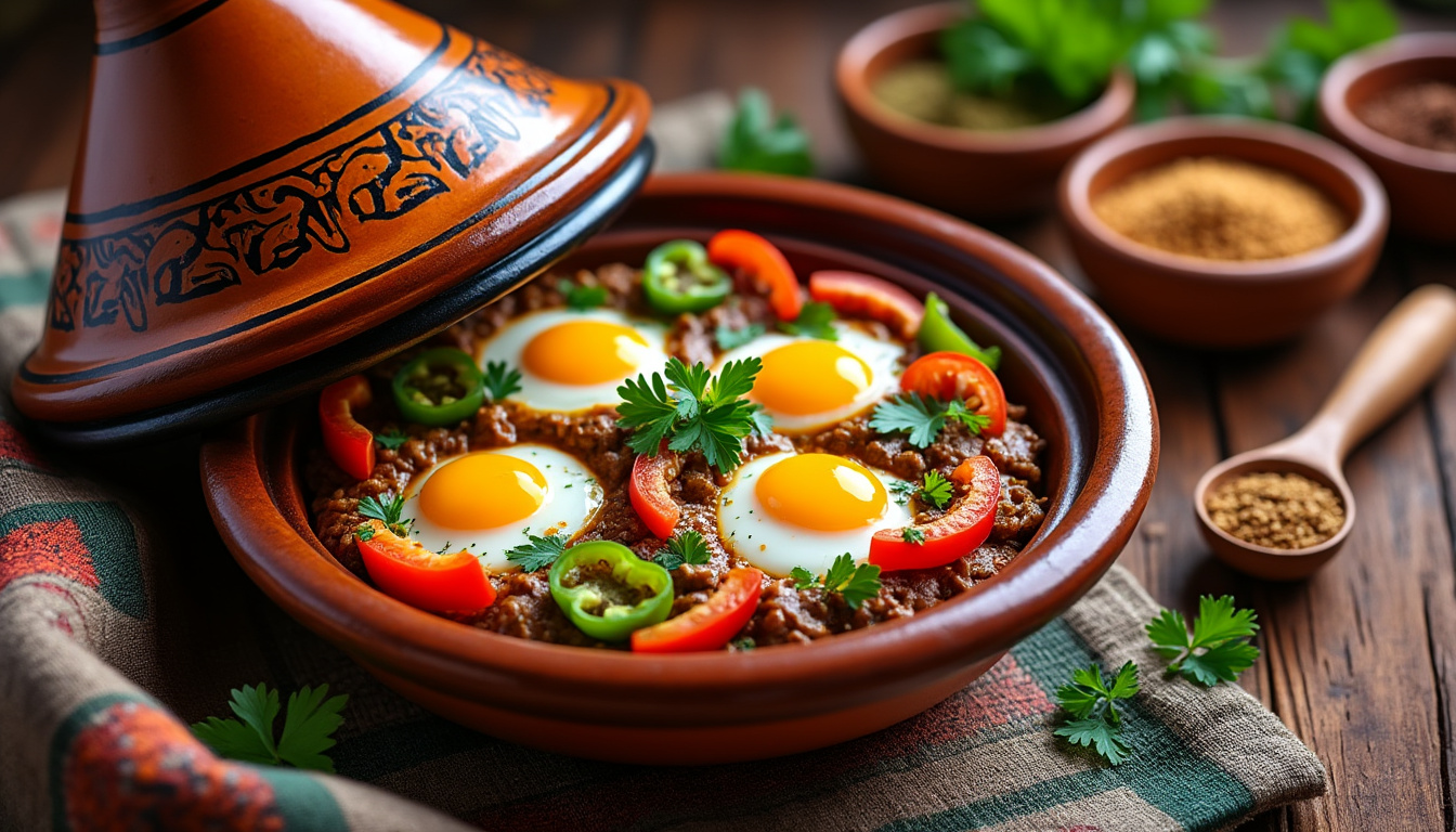 découvrez notre délicieuse recette de tajine de kefta aux œufs et légumes halal, idéale pour des repas conviviaux. savourez un plat savoureux et réconfortant, alliant facilement viande hachée épicée et légumes frais, le tout mijoté à la perfection. parfait pour impressionner vos invités ou ravir votre famille.