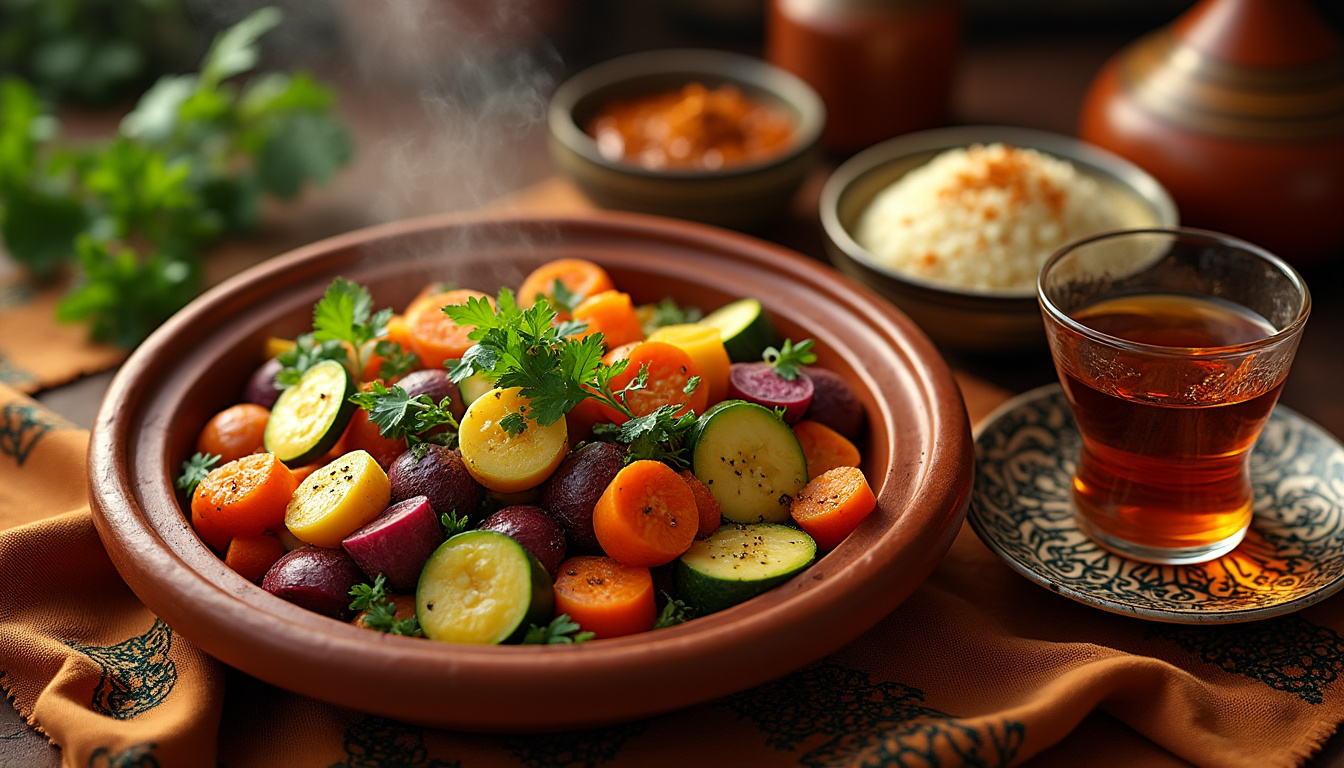découvrez notre délicieuse recette de tajine de légumes d'hiver halal, idéale pour réchauffer les soirées fraîches. savourez un mélange savoureux de légumes de saison mijotés dans des épices aromatiques, pour un plat réconfortant et convivial.