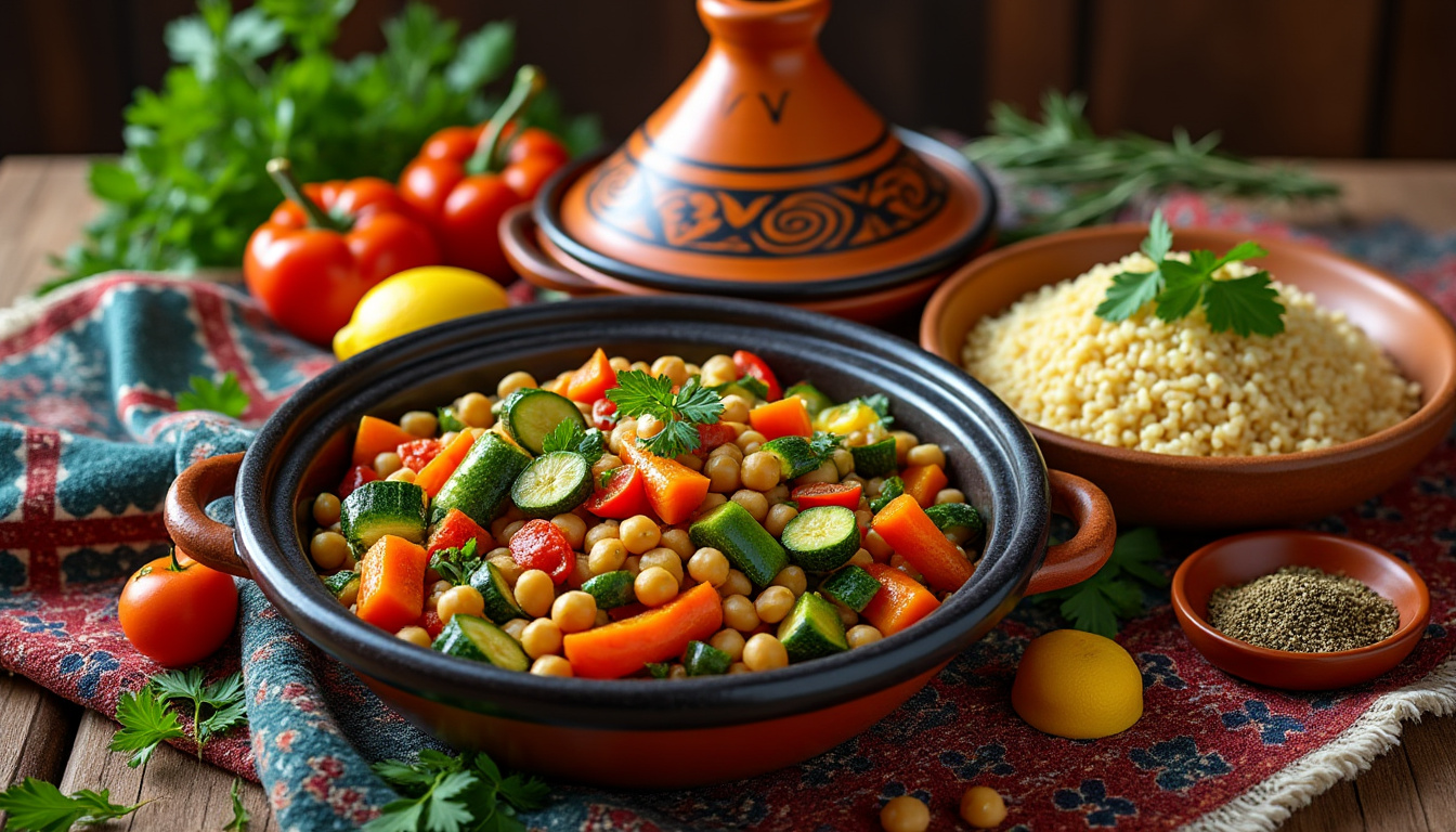 découvrez notre délicieuse recette de tajine de légumes halal, un plat savoureux et coloré qui marie parfaitement les épices et les légumes frais. idéal pour un repas convivial en famille ou entre amis, ce tajine est à la fois sain et réconfortant. suivez nos étapes simples pour préparer ce classique de la cuisine marocaine et régalez vos convives avec des saveurs authentiques.