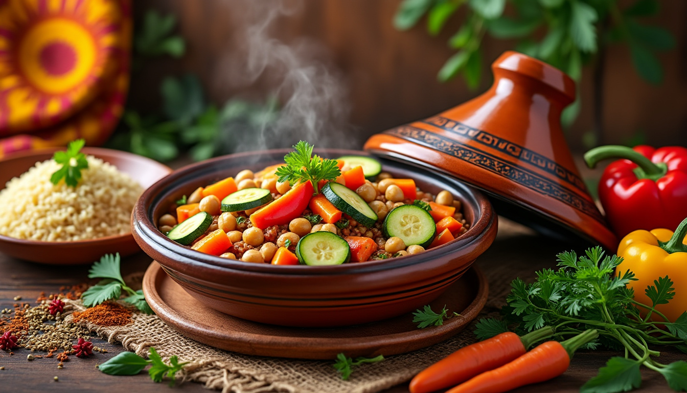 découvrez notre délicieuse recette de tajine de légumes halal, un plat savoureux et réconfortant qui allie des légumes frais à des épices exquises. idéal pour un repas convivial et sain, ce tajine ravira les papilles de toute la famille. suivez notre guide étape par étape pour préparer ce met traditionnel qui met en valeur la cuisine marocaine.