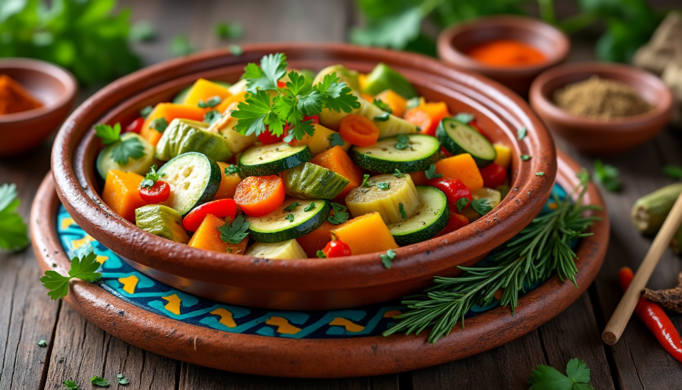 découvrez notre délicieuse recette de tajine de légumes printaniers halal, un plat savoureux et coloré qui allie fraîcheur des légumes de saison et épices parfumées. parfait pour un repas convivial et en famille, ce tajine saura ravir les papilles tout en respectant vos convictions alimentaires.