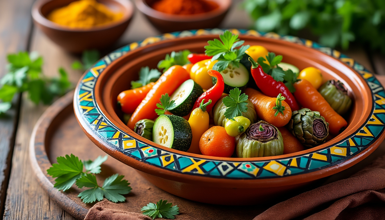 découvrez notre délicieuse recette de tajine de légumes printaniers halal, un plat savoureux et coloré qui met en valeur les produits de saison. idéal pour un repas convivial, ce tajine équilibré ravira vos papilles tout en respectant vos préférences alimentaires. préparez-vous à savourer une explosion de saveurs et de fraîcheur!