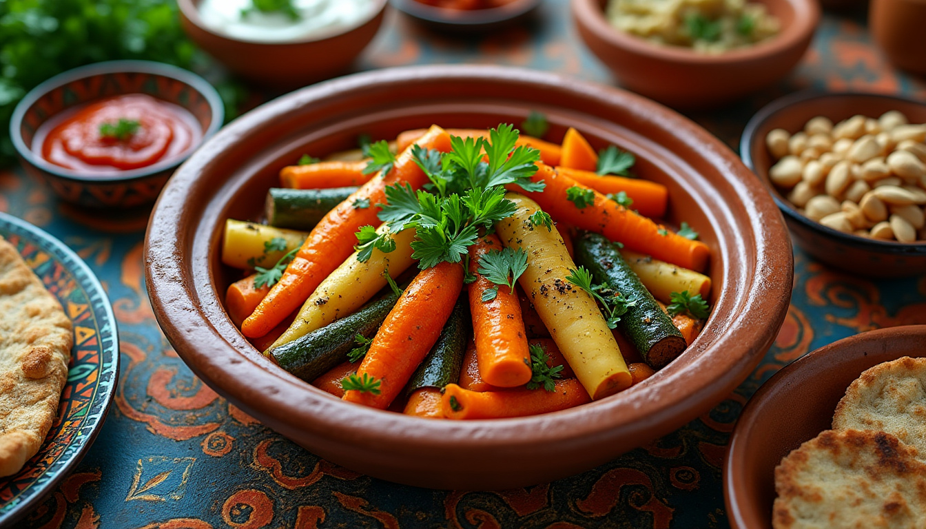 découvrez notre délicieuse recette de tajine de légumes racines halal, un plat savoureux et réconfortant, parfait pour les amateurs de cuisine marocaine. cette préparation met en valeur des légumes de saison cuisinés lentement avec des épices aromatiques, idéal pour un repas convivial.