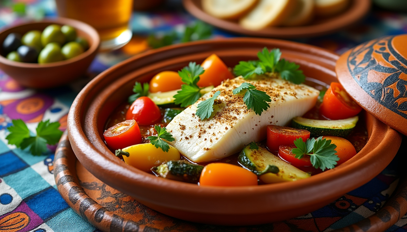 découvrez notre délicieuse recette de tajine de poisson aux légumes halal, un plat savoureux et coloré qui ravira vos papilles. préparez un repas convivial et healthy avec des ingrédients frais, assaisonnés avec des épices aromatiques. parfait pour un dßner en famille ou entre amis !