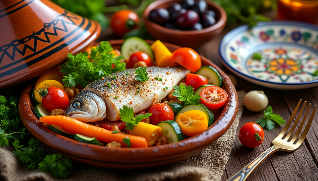 découvrez notre délicieuse recette de tajine de poisson aux légumes halal, un plat savoureux et réconfortant qui allie les saveurs marines aux légumes frais. parfait pour un repas en famille ou entre amis, ce tajine saura ravir les papilles de tous les gourmands. facile à préparer, il est idéal pour une cuisine saine et équilibrée.