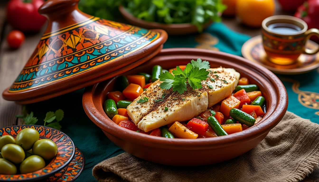 découvrez notre délicieuse recette de tajine de poisson aux légumes halal, une harmonie parfaite de saveurs méditerranéennes. facile à préparer, ce plat coloré allie le succulent poisson frais à des légumes croquants, le tout relevé d'épices délicates. parfait pour un repas convivial en famille ou entre amis !