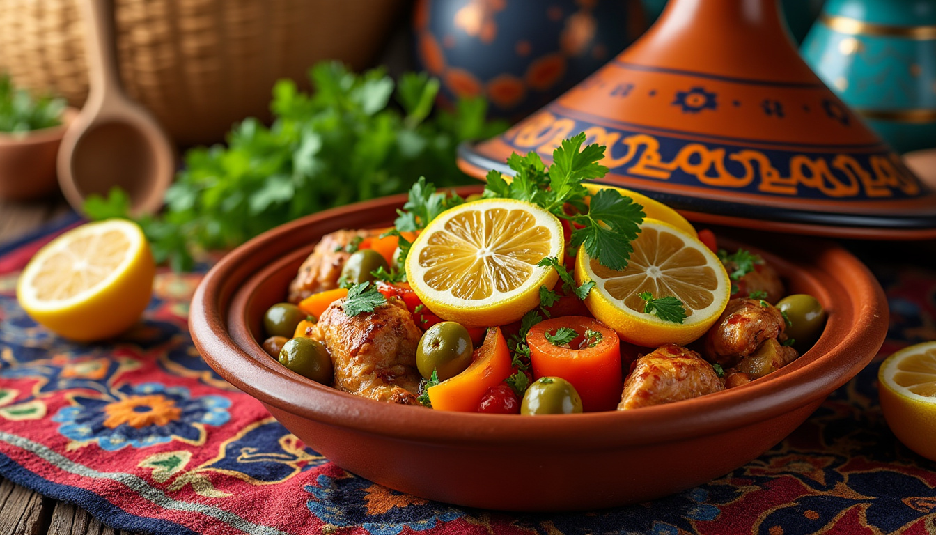 découvrez notre délicieuse recette de tajine de poulet aux citrons confits, un plat généreux et parfumé qui respecte les exigences halal. savourez les mariages de saveurs entre le poulet tendre, les épices aromatiques et les citrons confits, pour un voyage culinaire ensoleillé directement depuis votre cuisine.