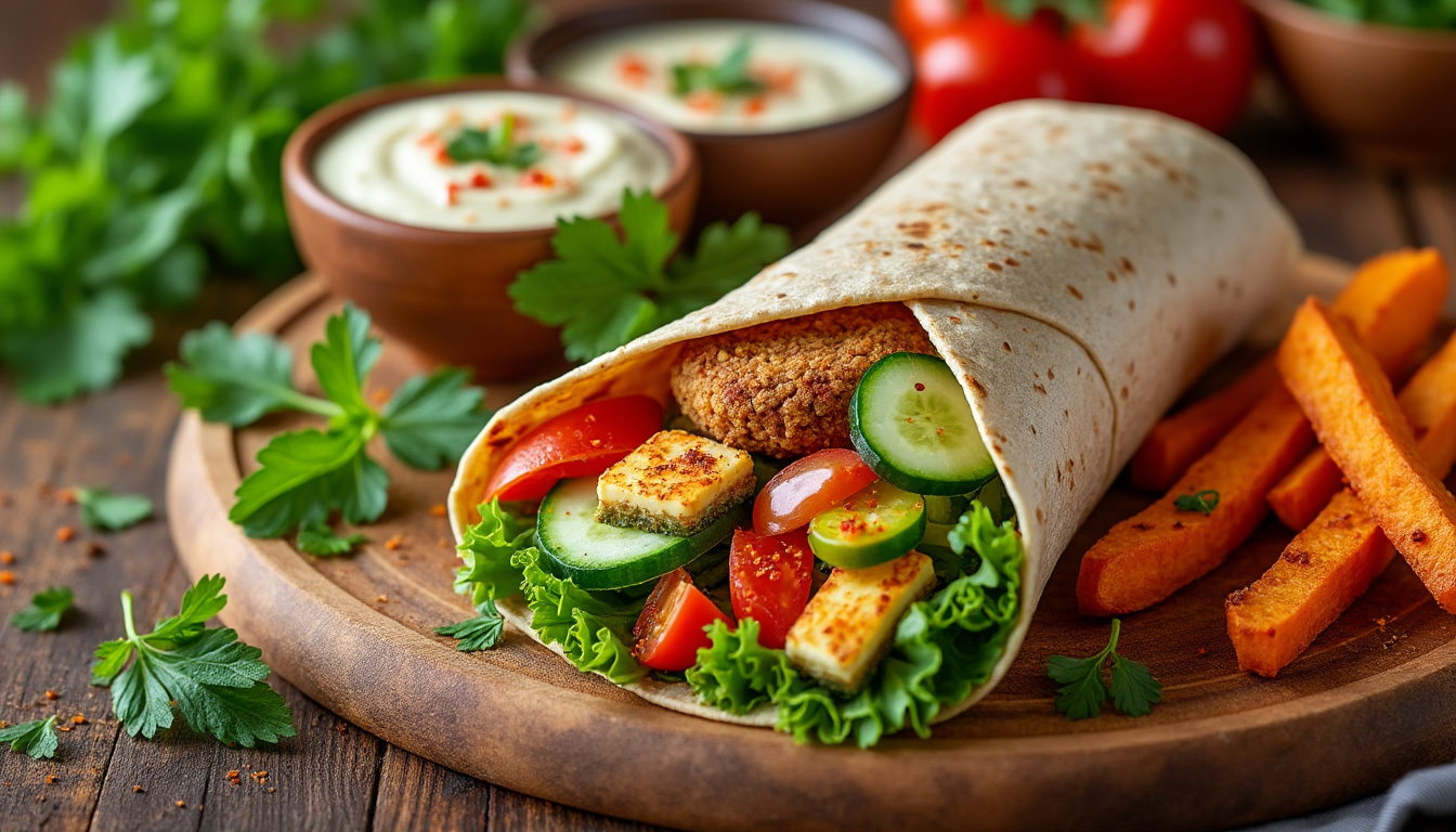 découvrez notre délicieuse recette de wrap végétarien halal, un plat savoureux et équilibré, parfait pour un déjeuner rapide ou un dîner léger. réalisez facilement ce wrap gourmand avec des ingrédients frais et sains qui raviront vos papilles tout en respectant vos choix alimentaires.