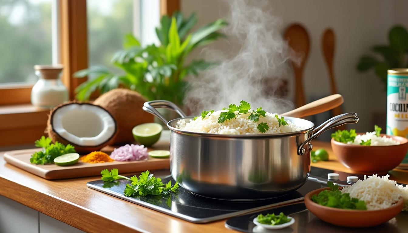 découvrez notre astuce facile pour préparer un délicieux riz à la noix de coco halal. idéal pour accompagner vos plats préférés, ce riz parfumé et crémeux ravira vos papilles. suivez nos conseils pour une recette rapide et savoureuse !