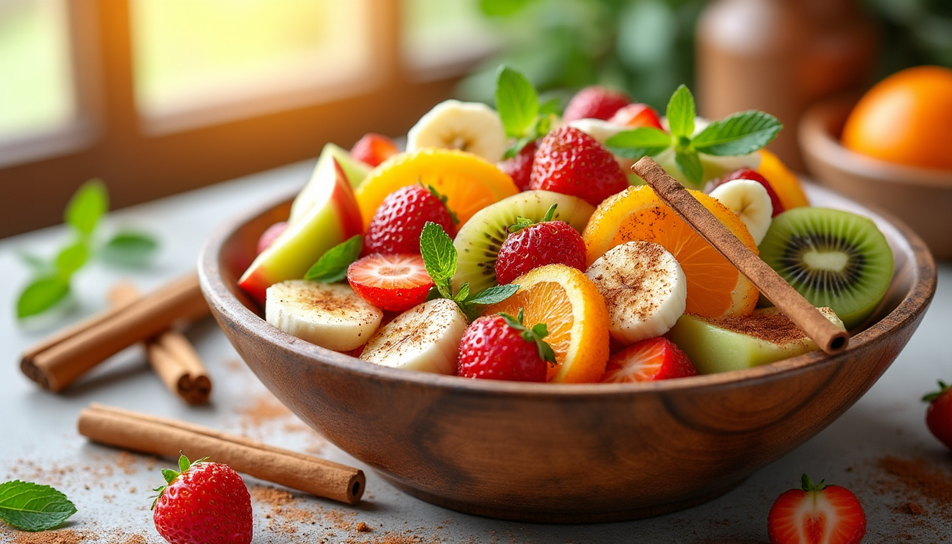 découvrez notre astuce facile et rapide pour préparer une délicieuse salade de fruits à la cannelle halal. savourez une explosion de saveurs fruitées, relevées par la touche parfumée de la cannelle, pour un dessert sain et gourmand !