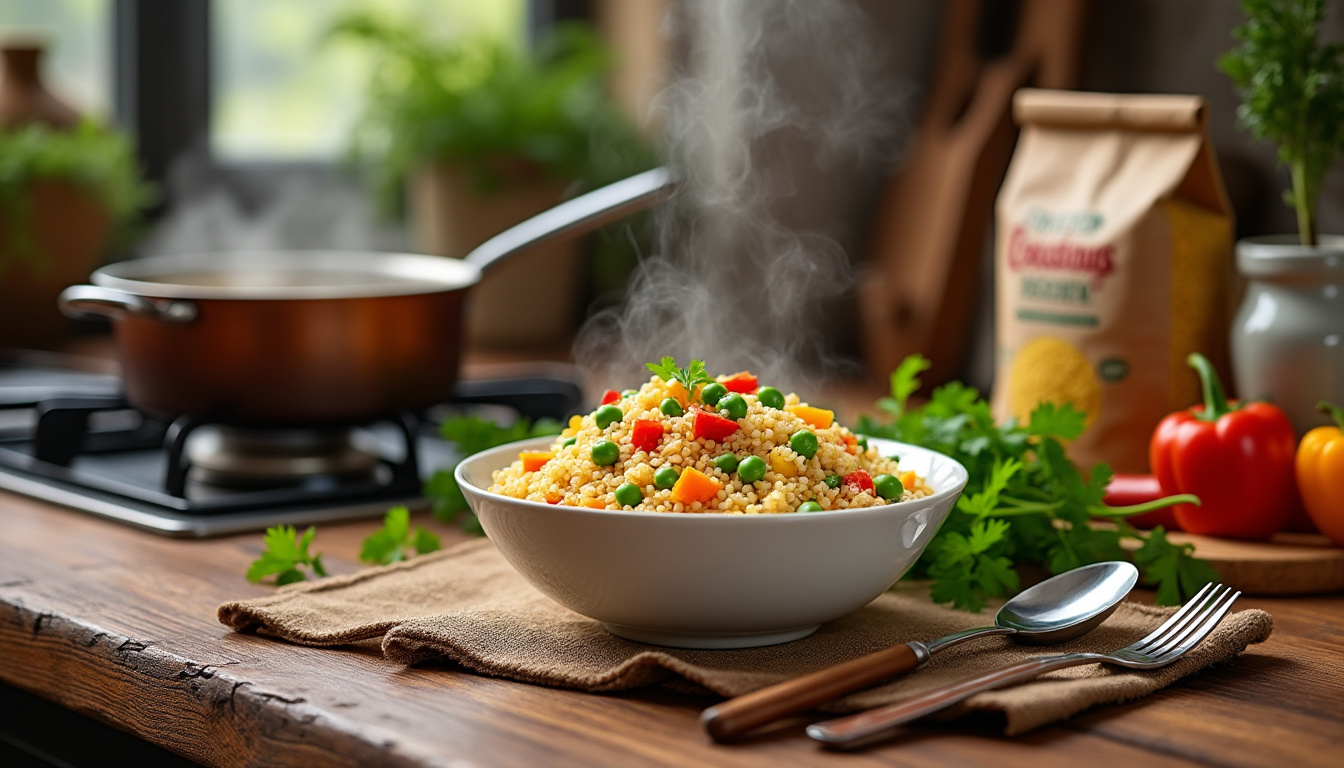 découvrez notre astuce rapide et facile pour préparer un couscous express halal savoureux. idéal pour les repas en famille ou entre amis, cette recette vous permettra de savourer un plat traditionnel en un rien de temps. suivez nos conseils pour un couscous parfaitement moelleux, accompagné de légumes et de viandes délicieuses. réalisez un repas festif en quelques minutes !