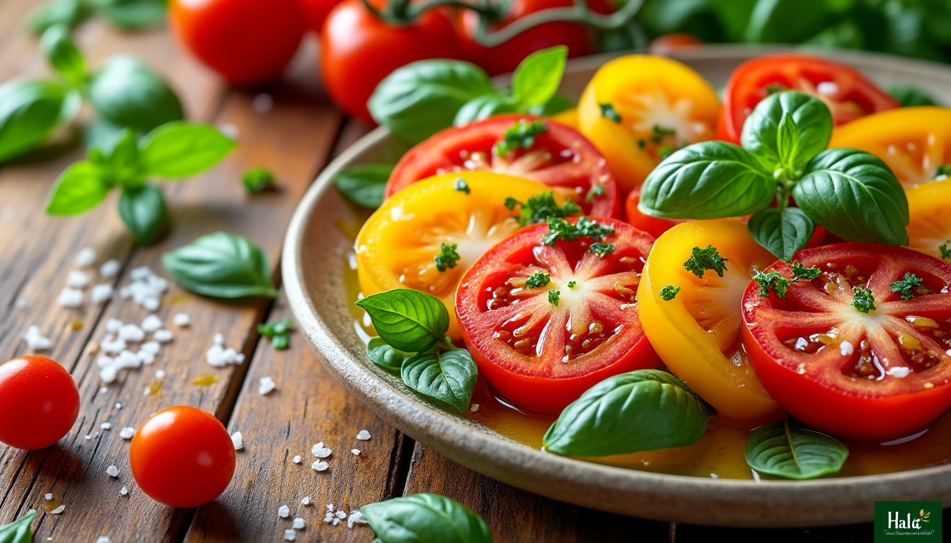 découvrez nos astuces simples et délicieuses pour préparer une salade de tomates et basilic halal, alliant fraîcheur et saveurs. parfaite pour accompagner vos repas ou à déguster en entrée estivale, cette recette vous guidera pour un plat réussi à tous les coups.
