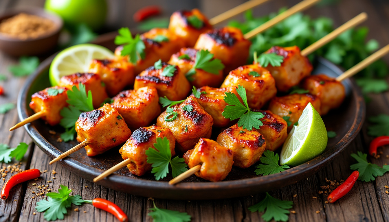 découvrez notre délicieuse recette de brochettes de dinde aux épices tandoori, halal et savoureuse. parfaite pour un repas convivial, ces brochettes allient tendreté et goût épicé pour ravir vos convives. facile à préparer, elles sont idéales pour vos barbecues ou dîners en famille.