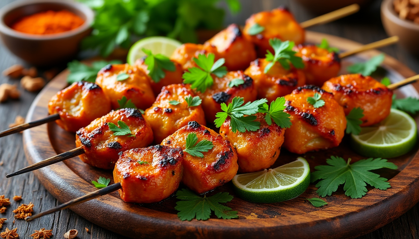 découvrez notre délicieuse recette de brochettes de dinde aux épices tandoori halal. faciles à préparer, ces brochettes juteuses et savoureuses raviront vos papilles. parfaites pour un repas en famille ou entre amis, elles allient authenticité et goût exotiques. réveillez vos sens avec cette expérience culinaire inoubliable!