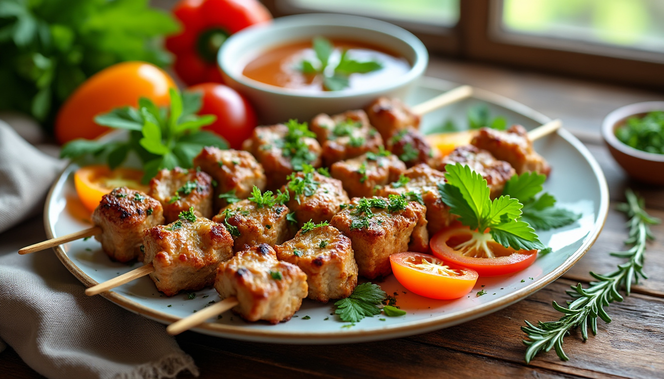découvrez notre délicieuse recette de brochettes de dinde aux herbes halal, parfaite pour vos barbecues et repas entre amis. faciles à préparer, ces brochettes savoureuses allient tendreté de la viande et arômes frais des herbes. idéales pour une cuisine conviviale et respectueuse des traditions halal.