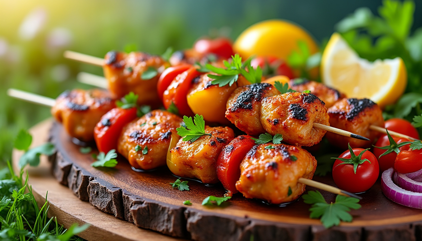 découvrez notre délicieuse recette de brochettes de poulet au paprika halal, parfaites pour vos barbecues et repas en famille. simple et rapide à préparer, ces brochettes sauront ravir vos papilles avec leur saveur épicée et tendre. idéales pour une alimentation halal, elles sont à essayer absolument !