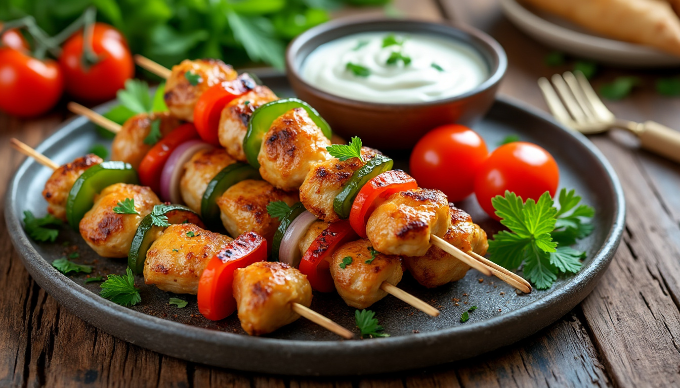 découvrez notre recette savoureuse de brochettes de poulet au yaourt et épices halal, alliant tendreté et arômes irrésistibles. parfaites pour vos barbecues et repas en famille, elles raviront tous les palais. suivez nos étapes simples pour un plat délicieux et authentique!