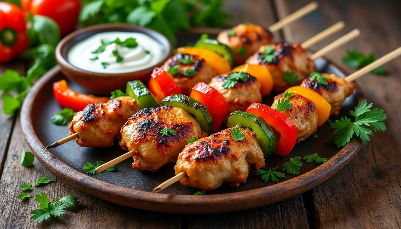 découvrez notre délicieuse recette de brochettes de poulet marinées au yaourt et épices halal. parfaites pour vos barbecues et repas en famille, ces brochettes juteuses et savoureuses raviront vos papilles. faciles à préparer, elles apportent une touche orientale à votre table.