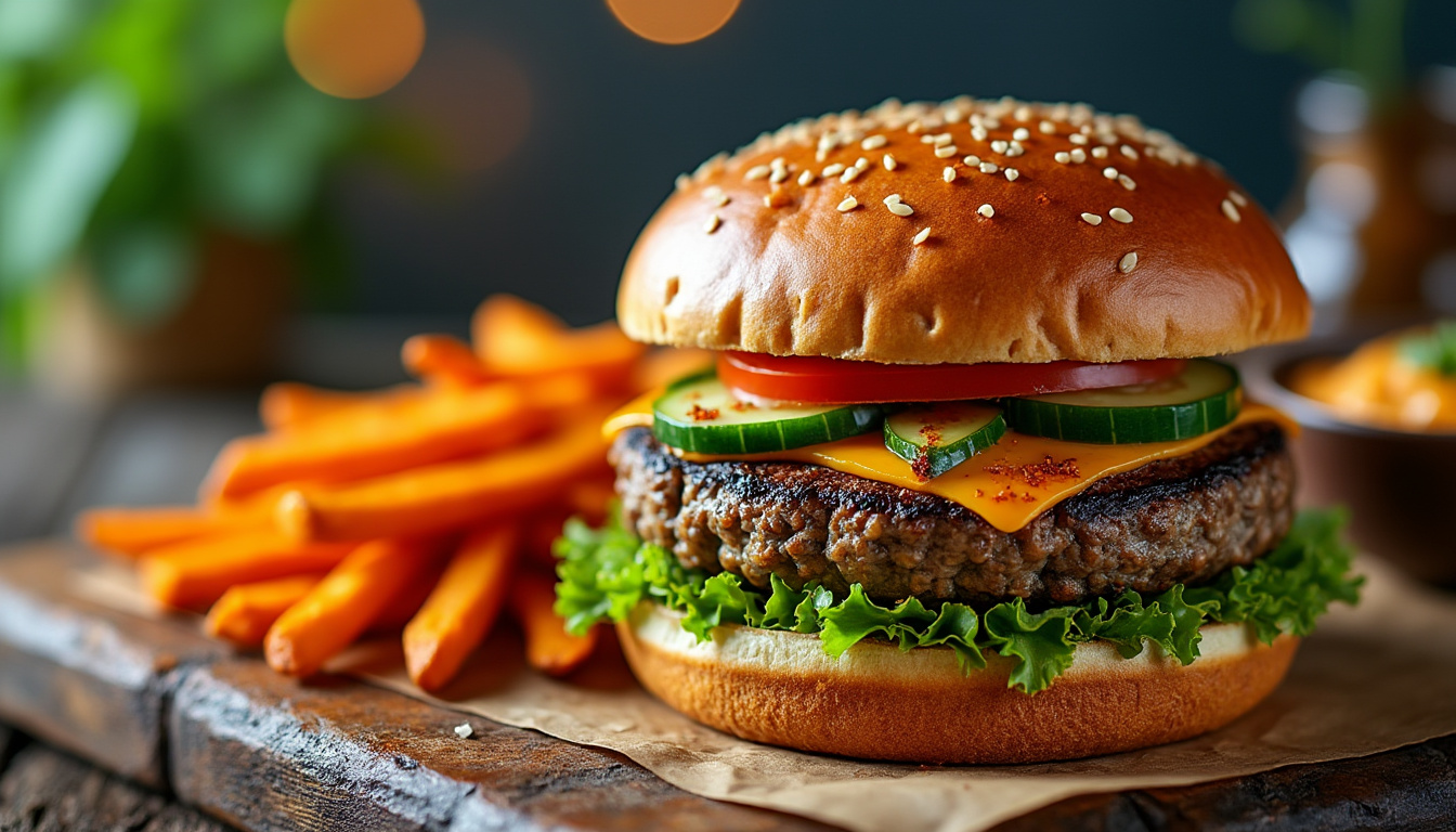 découvrez notre délicieuse recette de burger végétarien aux champignons halal. savourez un mélange parfait de saveurs et de textures avec des ingrédients frais et sains. idéal pour les amateurs de cuisine végétale et ceux qui cherchent à allier goût et éthique.