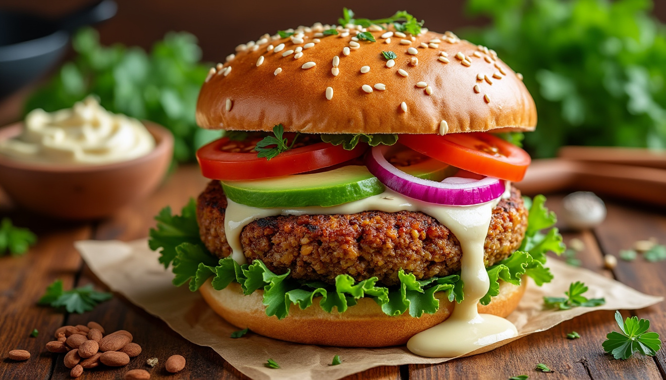 découvrez notre délicieuse recette de burger végétarien aux lentilles halal, alliant saveurs riches et textures appétissantes. parfait pour un repas sain et nourrissant, ce burger saura ravir vos papilles tout en respectant vos choix alimentaires. préparez-le facilement chez vous et émerveillez vos convives !
