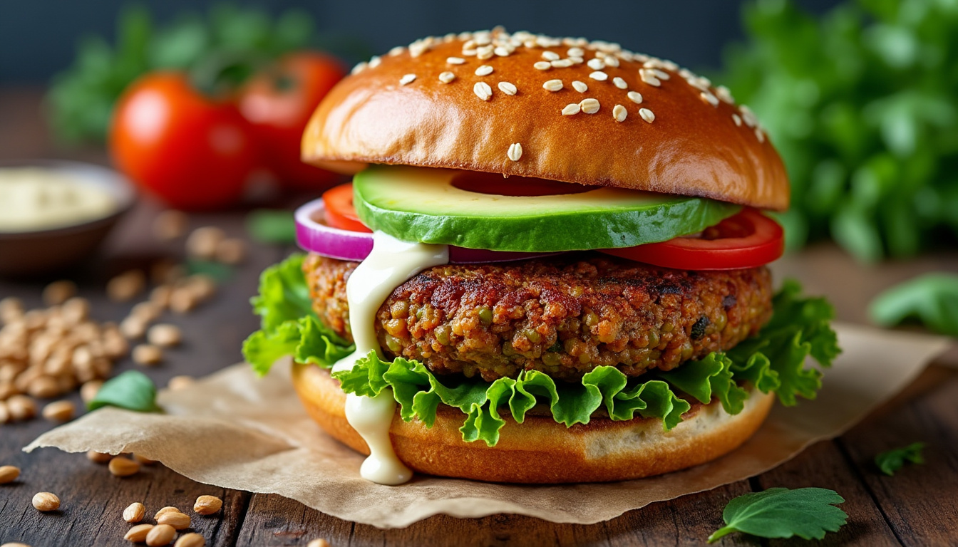 découvrez notre délicieuse recette de burger végétarien aux lentilles halal, parfaite pour un repas savoureux et équilibré. simple à réaliser, ce burger allie santé et plaisir, tout en respectant vos choix alimentaires. un incontournable pour les passionnés de cuisine veggie!