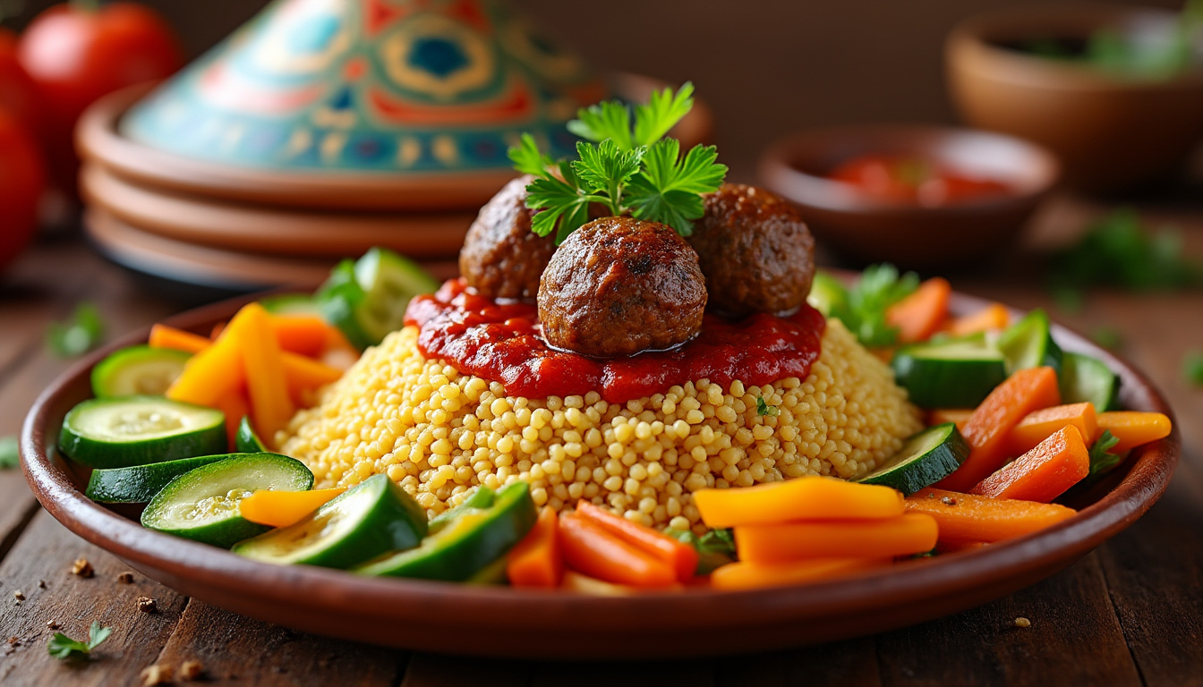découvrez notre délicieuse recette de couscous aux boulettes d'agneau et légumes halal. un plat savoureux et réconfortant, parfait pour les repas en famille ou entre amis. suivez notre guide étape par étape pour préparer ce classique de la cuisine maghrébine, riche en épices et en arÎmes.