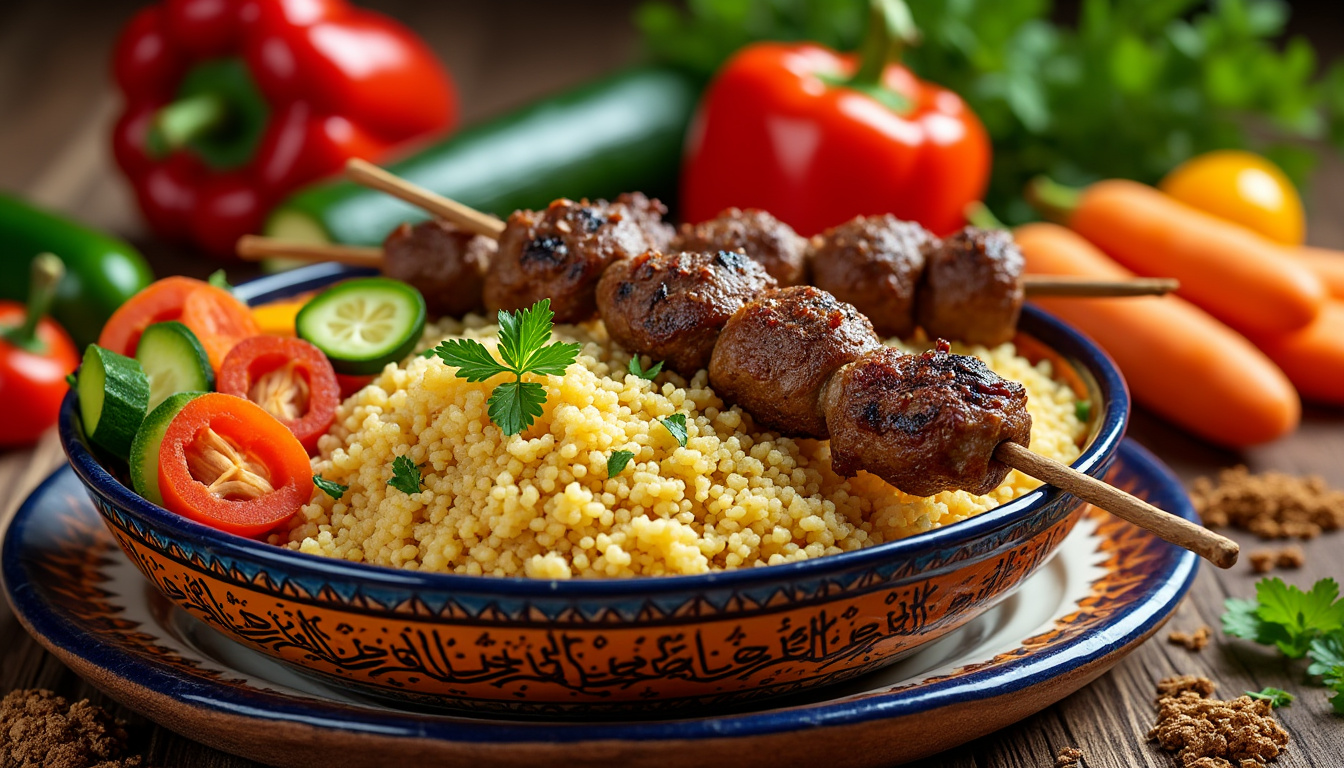 découvrez notre délicieuse recette de couscous aux brochettes d'agneau et légumes halal. un plat savoureux et parfumé qui ravira vos convives, parfait pour un repas convivial en famille ou entre amis. suivez nos étapes simples pour un résultat réussi.