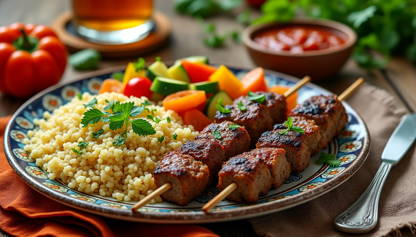 découvrez notre délicieuse recette de couscous aux brochettes d'agneau halal, parfaite pour une occasion spéciale ou un repas en famille. savourez des saveurs riches et authentiques avec des ingrédients de qualité, et apprenez à préparer ce plat emblématique de la cuisine du maghreb. idéal pour régaler vos invités et élever vos dîners.