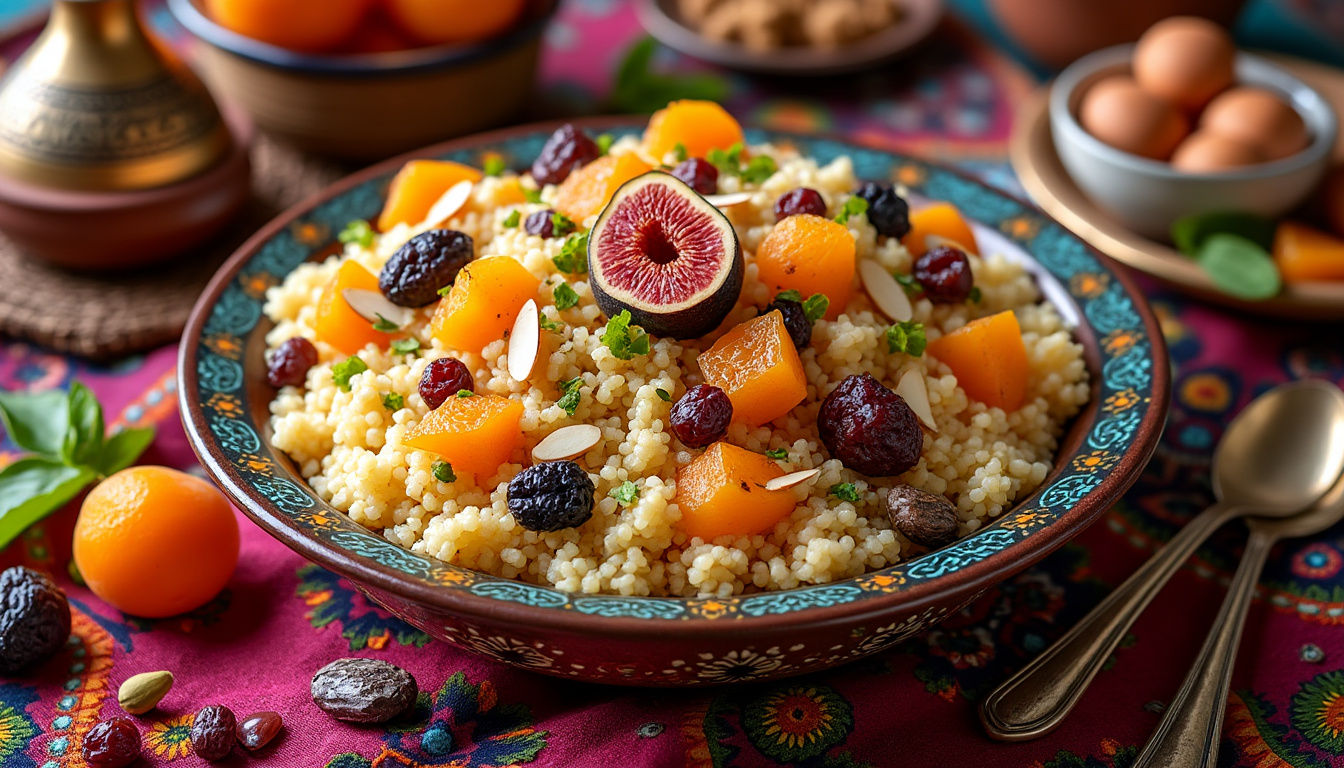découvrez notre délicieuse recette de couscous aux fruits secs, une préparation savoureuse et réconfortante qui respecte les normes halal. parfaite pour un repas en famille ou entre amis, alliant la douceur des fruits et la légèreté du couscous. à essayer absolument !