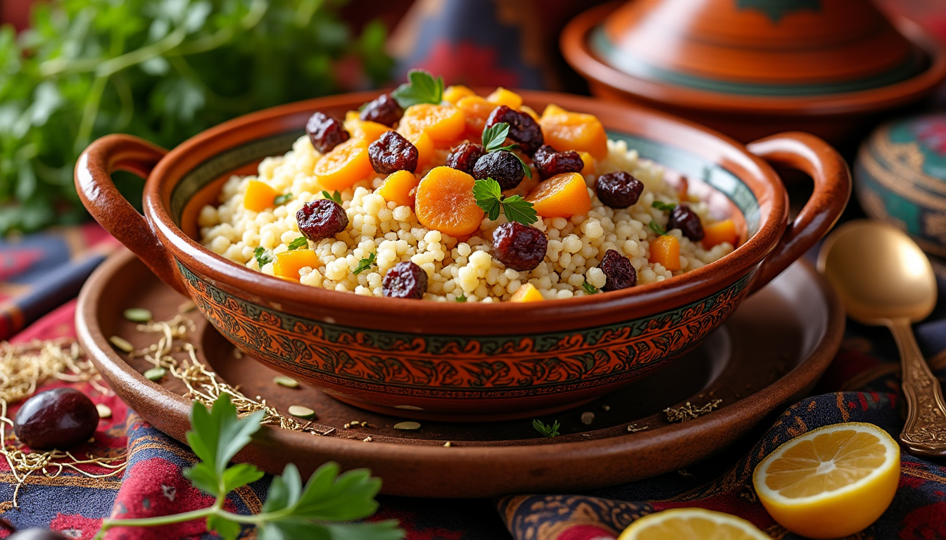 découvrez notre délicieuse recette de couscous aux fruits secs halal, un plat sucré-salé savoureux et réconfortant. parfait pour vos repas en famille ou entre amis, cette recette facile à réaliser ravira vos papilles avec des saveurs authentiques et gourmandes. préparez-vous à un voyage culinaire des plus exquis!