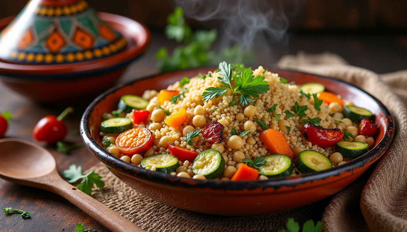 découvrez notre délicieuse recette de couscous aux légumes du désert halal, une harmonie de saveurs et de cultures. préparez ce plat savoureux et équilibré, idéal pour régaler vos convives avec des ingrédients frais et sains. parfait pour un repas convivial !