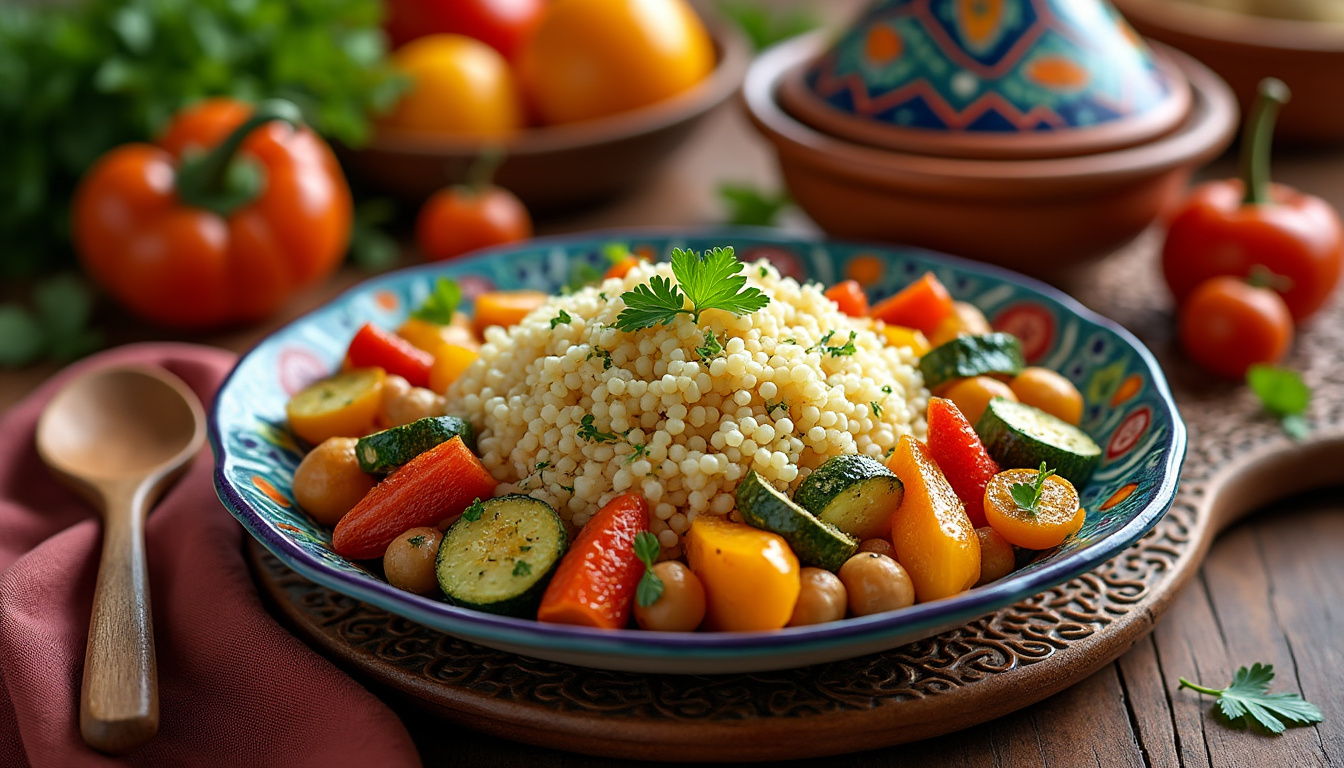 découvrez notre délicieuse recette de couscous aux légumes du désert halal, un plat savoureux et coloré qui ravira vos papilles. parfait pour les repas en famille ou entre amis, ce couscous riche en légumes vous transportera au cœur des saveurs orientales.