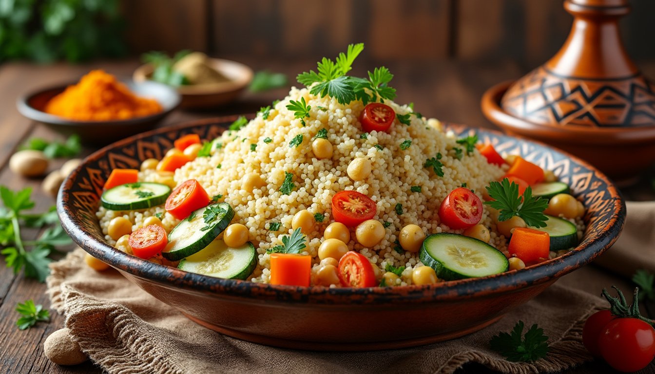 découvrez notre délicieuse recette de couscous aux légumes et pois chiches halal, un plat savoureux et réconfortant. parfait pour un repas en famille ou entre amis, cette préparation pleine de couleurs et de saveurs ravira vos papilles tout en respectant vos choix alimentaires.
