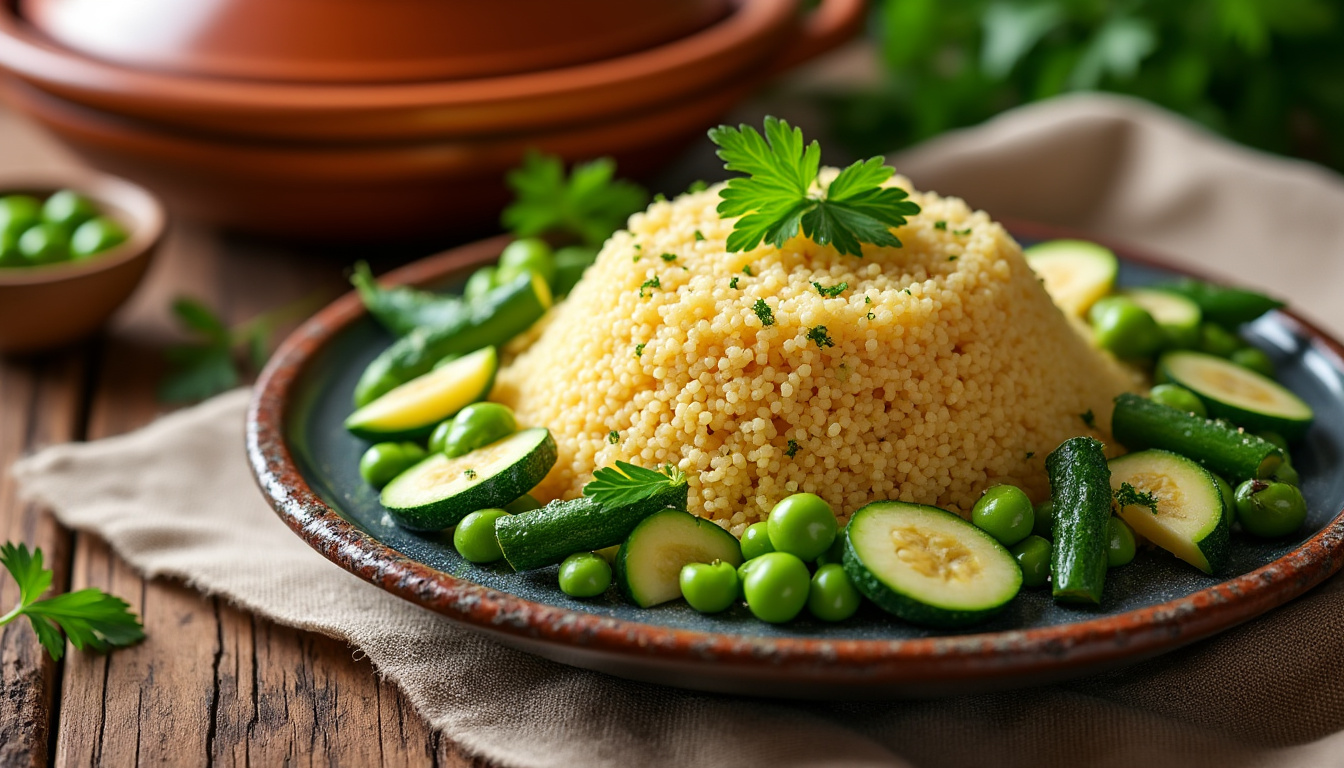 découvrez cette délicieuse recette de couscous aux légumes verts halal, un plat savoureux et coloré qui ravira vos invités. facile à réaliser, il allie des légumes frais de saison et des épices parfumées pour une expérience culinaire inoubliable.