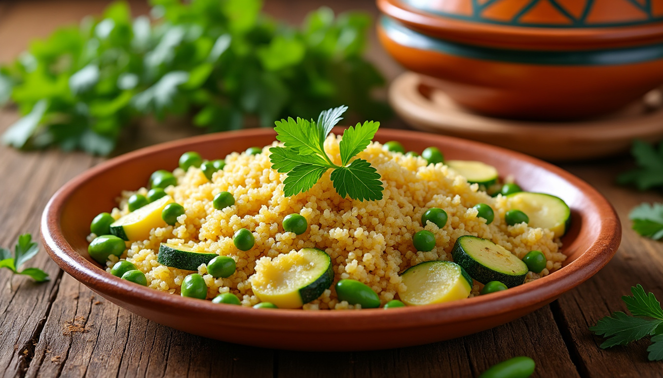 découvrez notre délicieuse recette de couscous aux légumes verts halal, un plat savoureux et nutritif qui ravira vos papilles. facile à préparer, ce couscous mêle harmonieusement gourmande légumes frais et épices parfumées. idéal pour un repas en famille ou entre amis, cette recette saine et équilibrée est parfaite pour toutes les occasions.