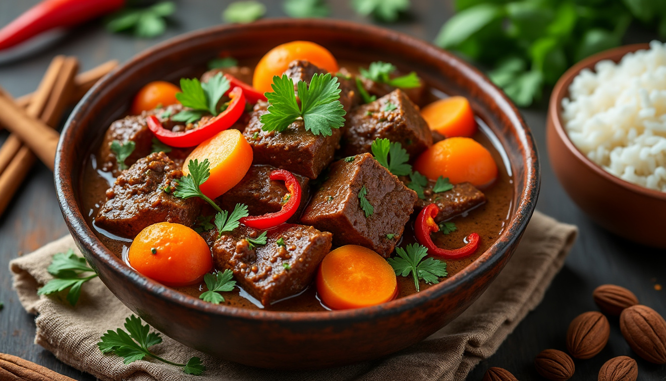 découvrez notre délicieuse recette de curry de bœuf aux carottes halal. ce plat savoureux combine des morceaux tendres de bœuf mijotés avec des carottes croquantes et des épices exquises pour un repas réconfortant et parfumé. parfait pour régaler vos proches lors d'un dîner convivial.
