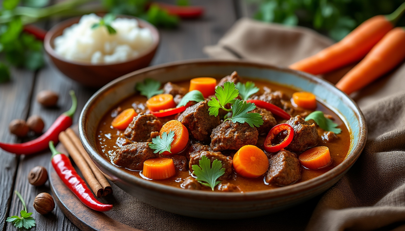 découvrez une délicieuse recette de curry de bœuf aux carottes halal, alliant des saveurs épicées et des ingrédients frais. facile à préparer, ce plat savoureux ravira vos convives et ajoutera une touche d'exotisme à votre table. parfait pour un repas en famille ou entre amis !