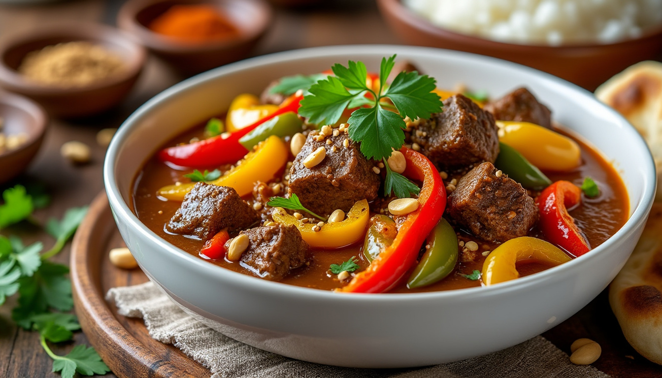 découvrez notre délicieuse recette de curry de bœuf aux poivrons halal, un plat savoureux et réconfortant. apprenez à allier épices et ingrédients frais pour un repas qui ravira vos papilles tout en respectant vos convictions alimentaires.