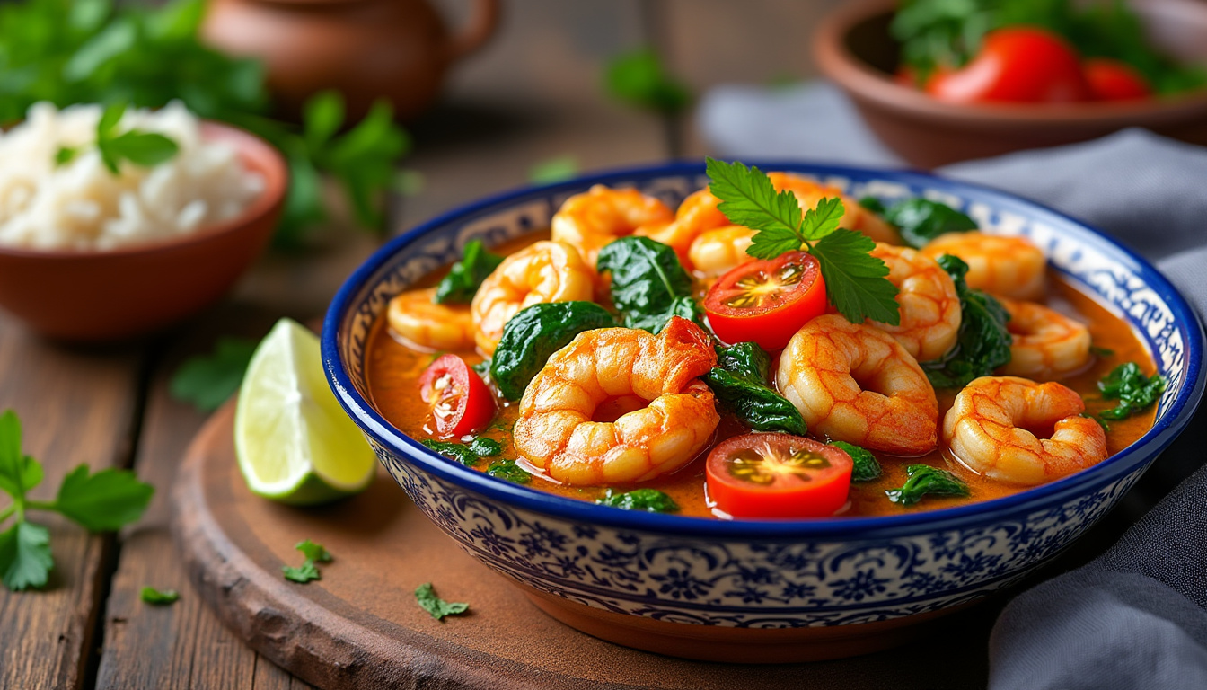 découvrez notre délicieuse recette de curry de crevettes aux épinards et tomates halal, alliant saveurs exotiques et ingrédients frais. facile à préparer, ce plat gourmand ravira vos papilles et celles de vos convives. idéal pour un repas convivial ou un dîner en famille.
